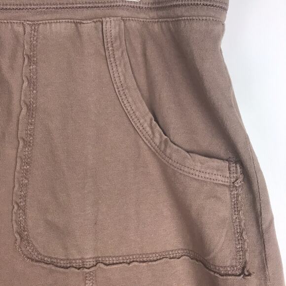 Fresh Produce Mini Skirt Brown Cotton Drawstring Elastic Waist Pockets Medium - Picture 2 of 11